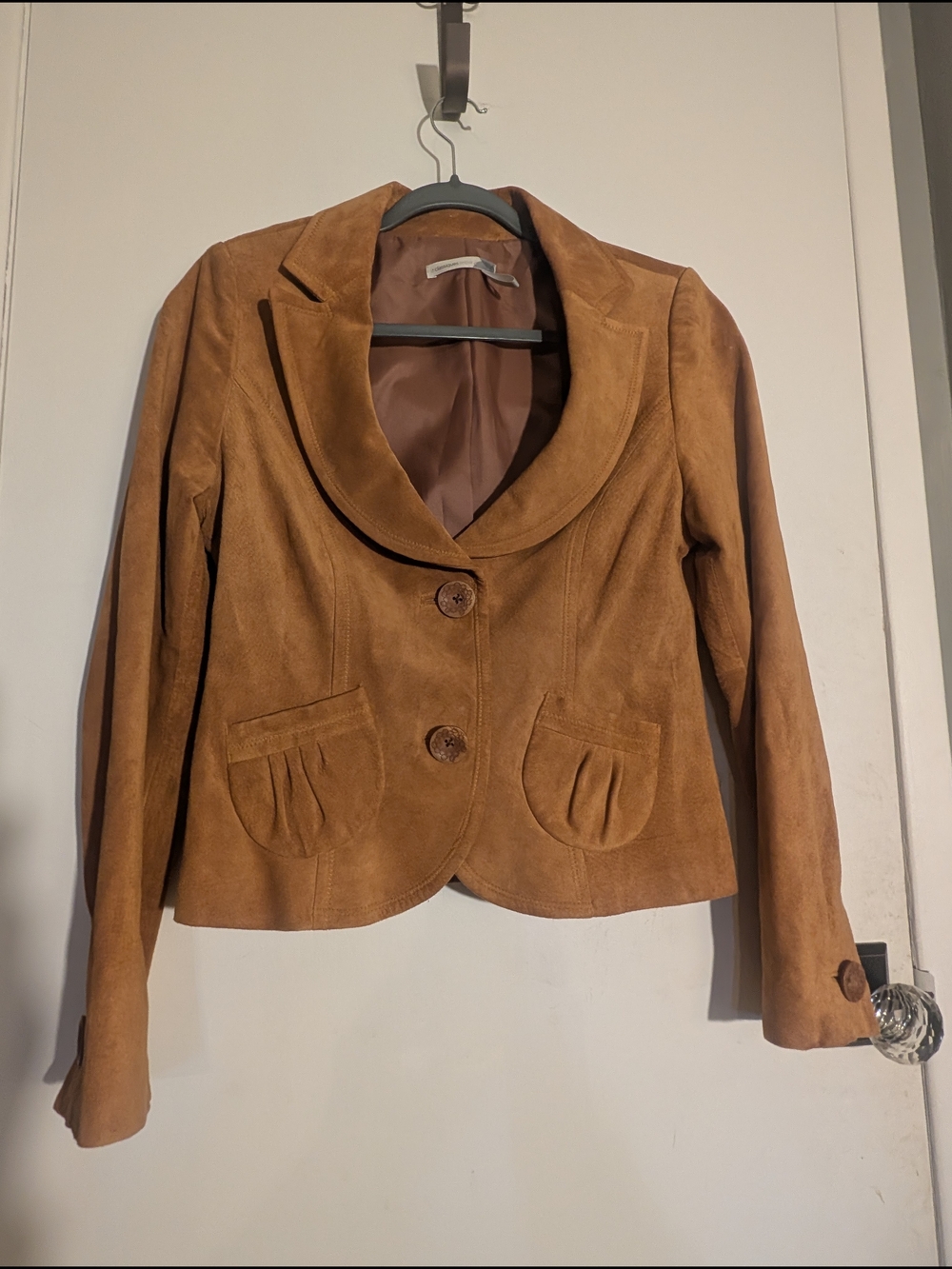 Classiques Entier Cognac Suede Two-Button Blazer
